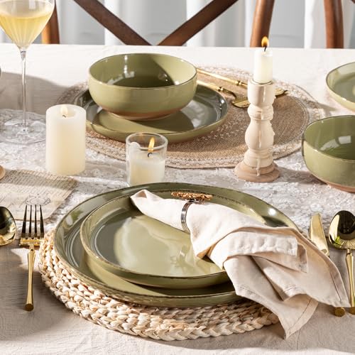 Dinnerware Sets for 4 (Olive Green / Service For 4(12Pcs))