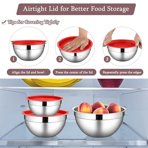 Stainless Steel Mixing Bowls with Lid (6 Count)