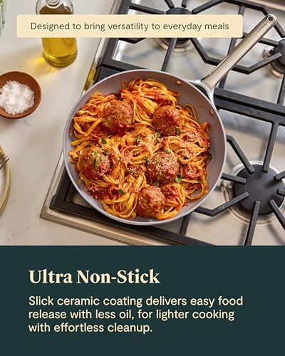 12" Non Stick Ceramic Frying Pan with Glass Lid (1x 12 IN / Black)