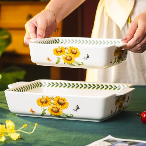 ONCCI In Glaze Ceramic Baking Dish Set of 2 (Sunflower)