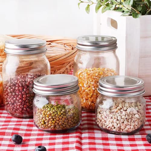 Mason Jars Glass Jars With Lids 8 oz (8oz - Silver Lid)