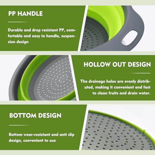 Collapsible Colander Set (Blue, Green, Red)
