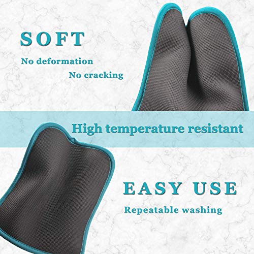 2Pcs Cotton and Neoprene Oven Pads Pot Holders with Pocket 8"x8.5" Dual (Green)
