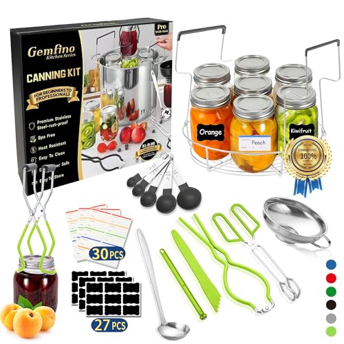 Canning Supplies Starter Kit with Canning Rack (11-Pcs Rack Set / Neon Green)