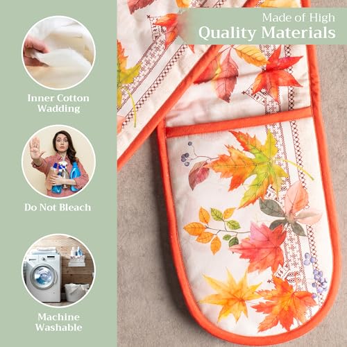 Double Oven Mitts 100% Cotton Double Oven Glove (056 - Amarante / 7" x 35" (Double Oven Mitt))