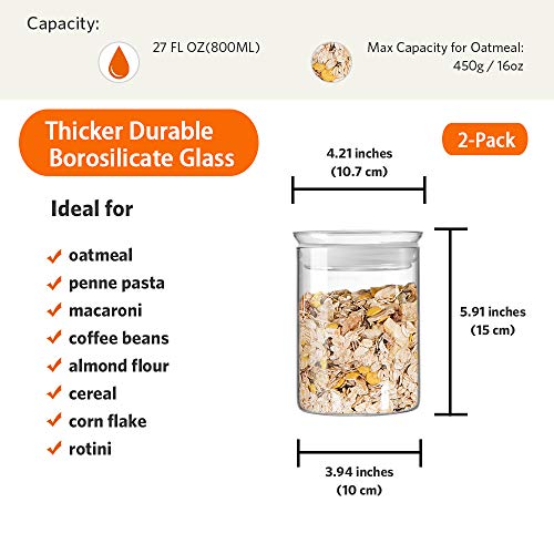 27oz Glass Jars with Airtight Lid Set of 2 (Clear / 6-27oz 2Pack)