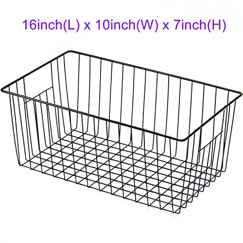 16inch Freezer Wire Storage Organizer Baskets (Black)