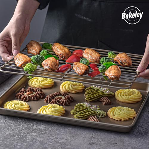13 inch Baking Sheet Pan with Rack (Champagne Gold / 13 Inch)