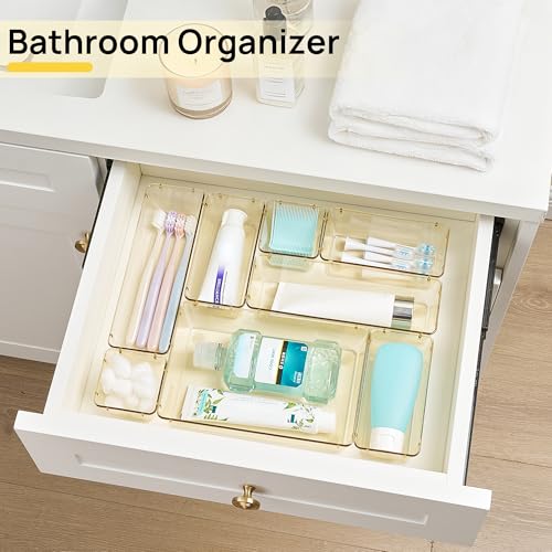 25 Pack Plastic Drawer Organizers with Non (Clear Champagne)