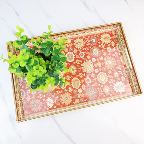 Serving Tray Plastic Rectangular Coffee Table Tray with Handles (Hs004r)