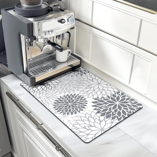 2Pcs Dish Drying Mat & Sink Splash Guard (Gray / 12" X 20" + 24" X 5.5")