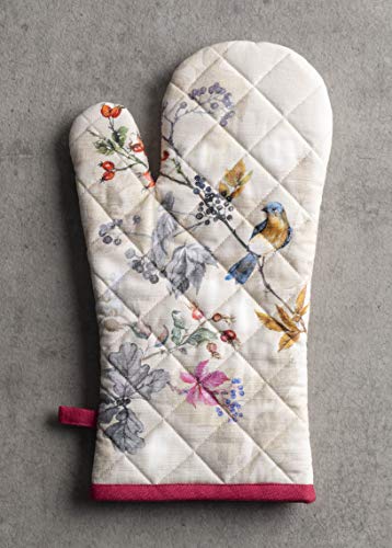 100% Cotton Oven Mitt & Pot Holder Set (043 - Equinoxe - Beige / 7.5" x 13" & 8" x 8" (Oven Mitt & Pot Holder))
