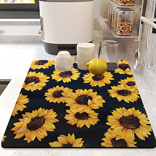 Sunflower Dish Drying Mat (16" x 24")