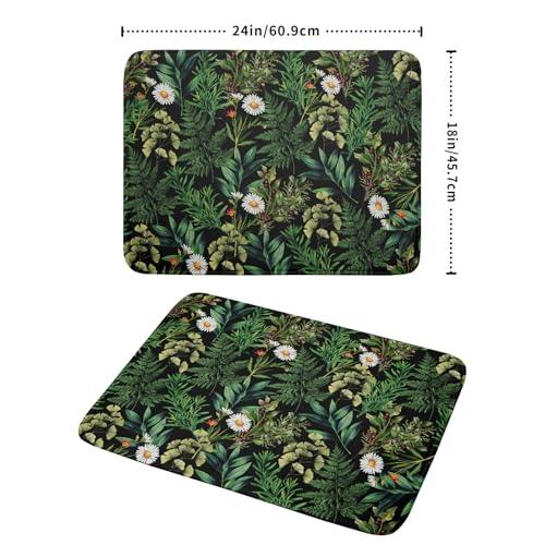 Green Botanical Dish Drying Mat 18x24 Inch Plant Leaf Fast Dry Dish Drainer Rack Mats Absorbent Microfiber Protector for Countertops Sinks (Green Botanical / 24" x 18")