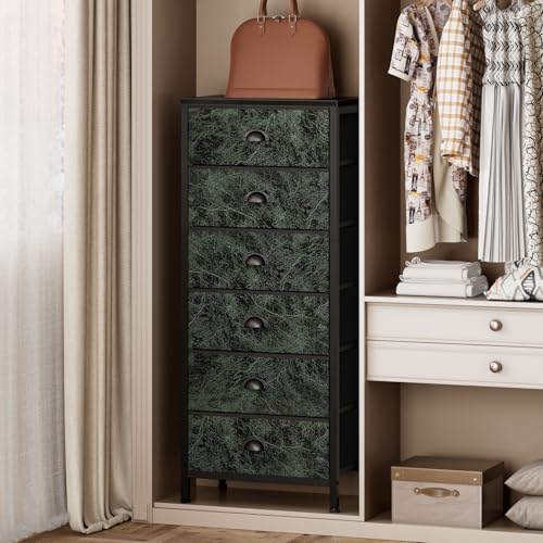 Dresser for Bedroom (Vintage Green / 11.5"D x 16"W x 39.6"H (6 Drawers))