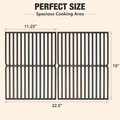 15" Cast Iron Grill Grates for Weber Spirit 200 Side Control (15.1"-7522 Grates)