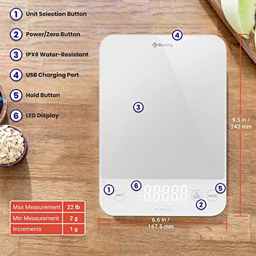 22lb Food Kitchen Scale (Achromatic White)
