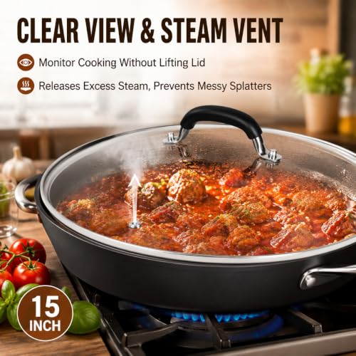 15 Inch Tempered Glass Lid for Lodge Skillets (15" Lid)