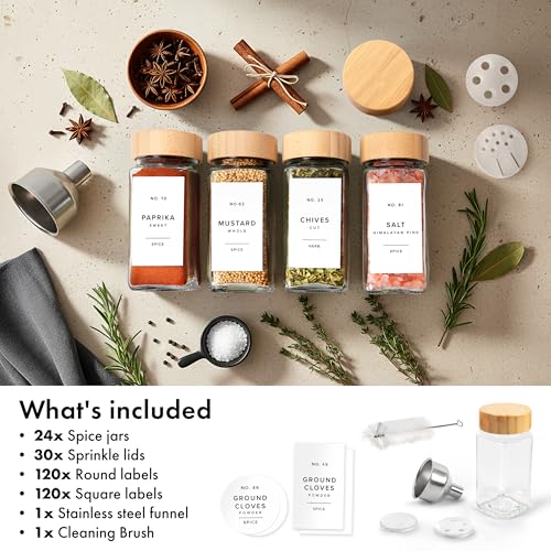 Glass Spice Jars with Label (24 Count)