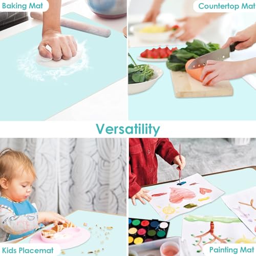 Extra Large Silicone Craft Mat for Kids (Mint Green / 23.6"L x 15.7"W)