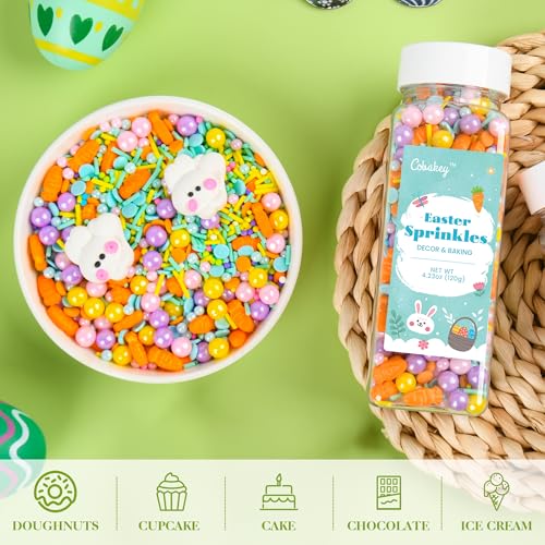 Easter Sprinkles for Cookies 4.23 Ounce Carrot Sprinkles for Baking Rabbit Toppers Perfect for Easter Cake Decorations (Rabbit Toppers)