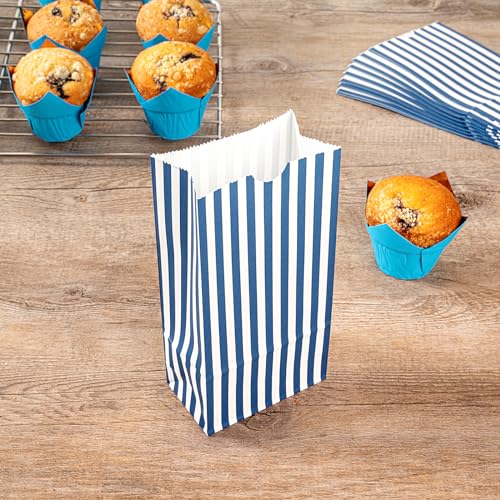 Blue And White Stripe Paper Bag (2 lb / Blue & White)