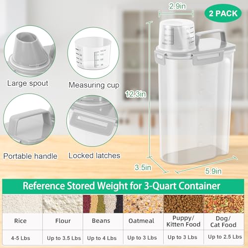 Rice Container 2 Pack 5 Lbs (Light Grey 3+3Qt)
