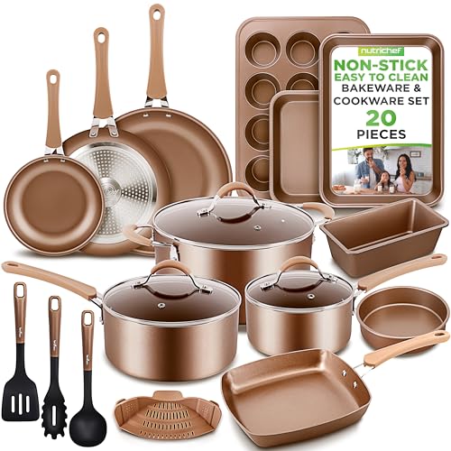 20 Piece Pots and Pans Set Non Stick (20 piece / Shiny Golden)