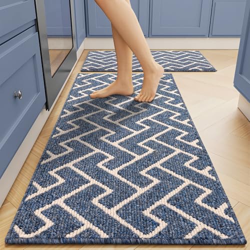 Kitchen Runner Rug (Blue / 20"x48"+20"x32")