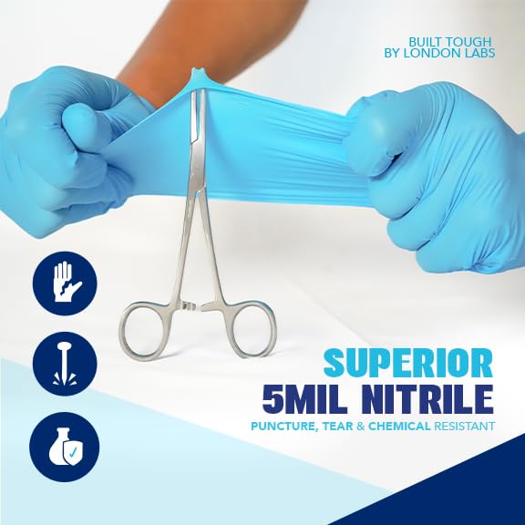 Sky Blue 5 Mil Nitrile Exam Gloves Disposable Latex Free (Sky Blue / X-Large)