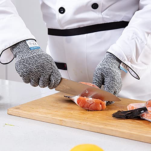3 Pairs Cut Resistant Gloves Food Grade Level 5 Protection (3 Count)