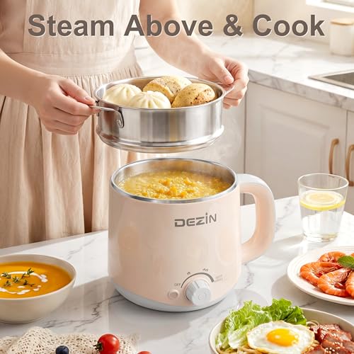 1.6L Electric Pot with Steamer (1.7 Quarts / Creamy Beige)