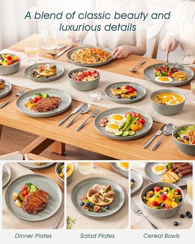 ANYA 18 Pieces Plates and Bowls Set (Stone Gray / 18 Pcs (Service for 6))