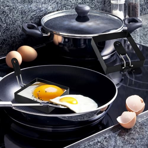 4'' Square Egg Rings with Silicone Handle