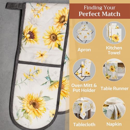 Double Oven Mitts 100% Cotton Double Oven Glove (057 - Candice / 7" x 35" (Double Oven Mitt))