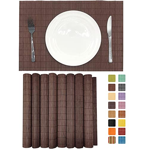8 Pack 17.7x11.8 Bamboo Placemats (Chocolate / Set of 8)
