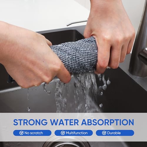 Non Scratch Wire Dishcloth (10pcs Double Layer Silver / 7.08x8.86-10Pack)