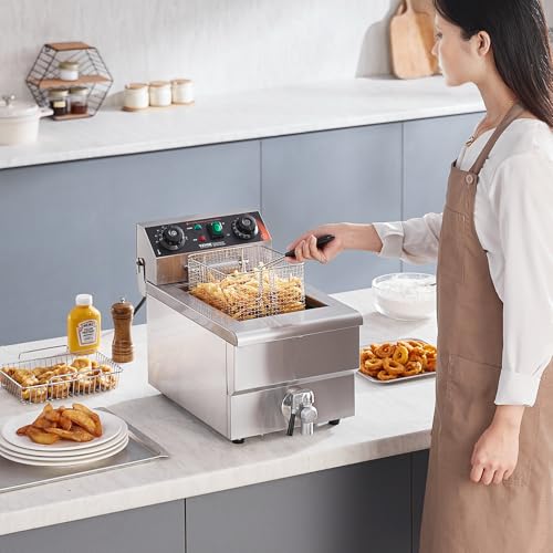 Commercial Deep Fryer (Upgraded with Timer & Oil Filtration / Single Fryer)