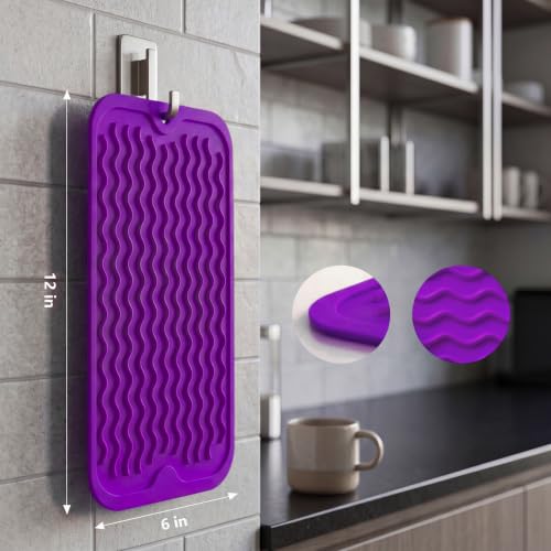 Silicone Dish Drying Mat for Multiple Usage (Purple / 12"L x 6"W)