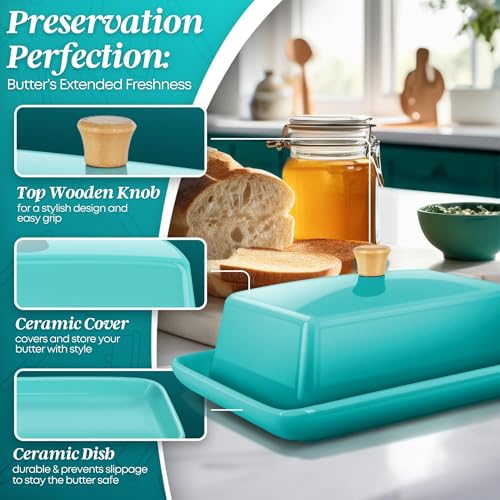 Extra Large Ceramic Butter Dish with Lid (Blue / Extra Large)