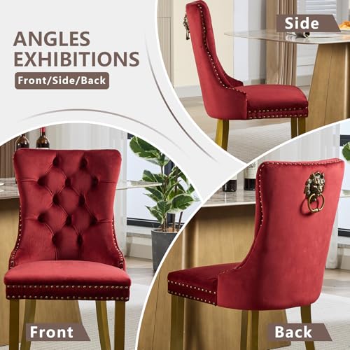 Burgundy Velvet Dining Chairs Set of 6 (Burgundy)