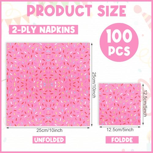100 Pcs Sprinkles Donut Napkins Birthday Party (100 Count)