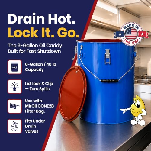 6 Gallon Blue Oil Grease Bucket & Filter Pot (#30L - 6 Gallon)