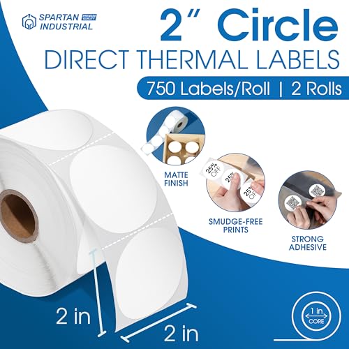 2" Circle Direct Thermal Labels (White)
