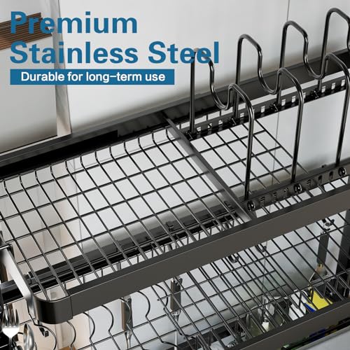 Over The Sink Dish Drying Rack (Black / 3 Tier Style A)