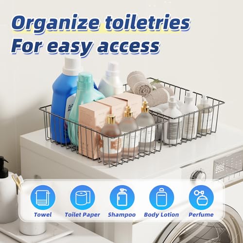 8 Pack Large Metal Wire Baskets for Storage