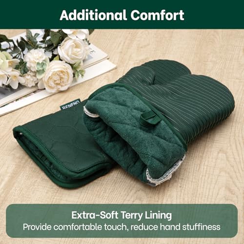 Heat Resistant 500°F Kitchen Oven Mitts 2 (Green)