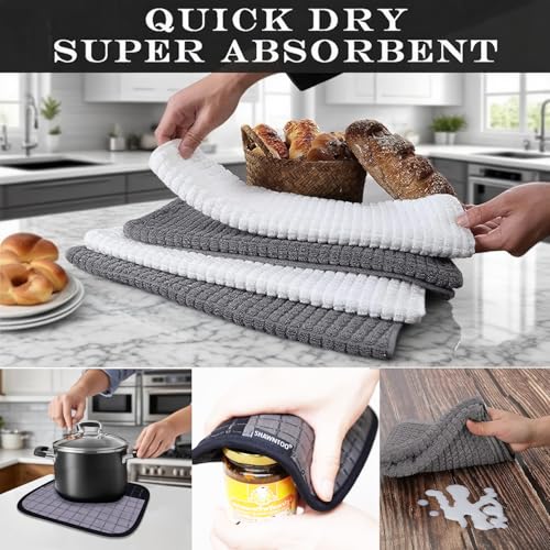 Oven Mitts and Pot Holders Sets 6pcs (Black)