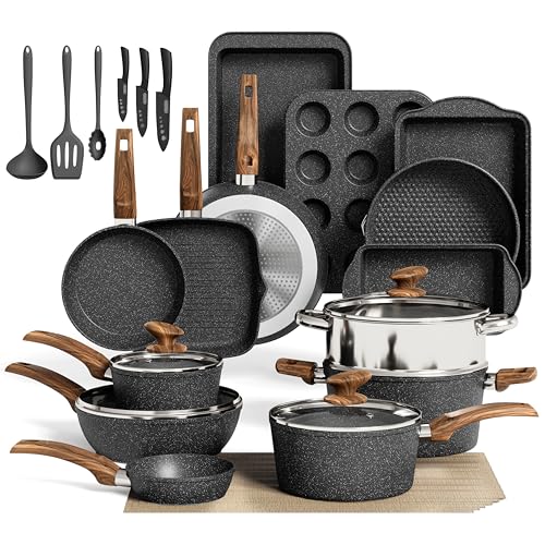 30 Pcs Pots and Pans (30-piece / Black)