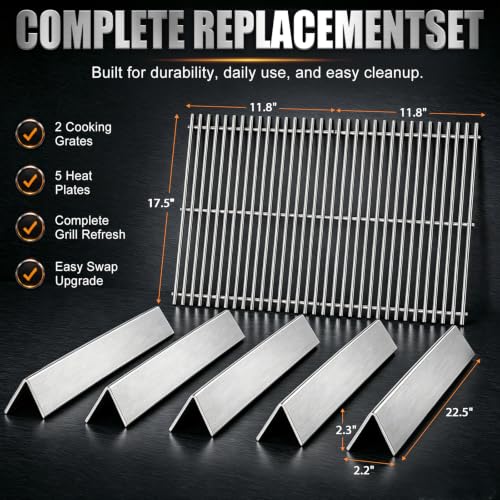 7525 Grill Grates 7537 Flavorizer Bars for Weber Genesis Silver B (S5 7639+7537)